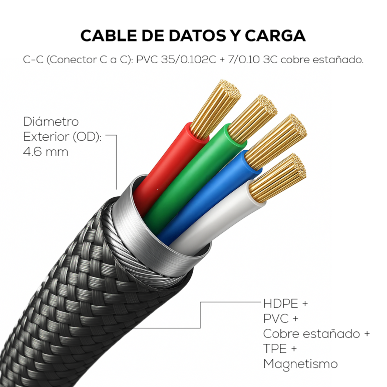 Cable magnetico Tipo C 1m