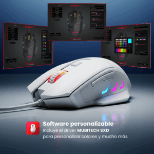 Mouse Gamer Mubitech Sx10 Rgb 6 Botones 10,000 Dpi 30g 128ms (blanco) - Imagen 7