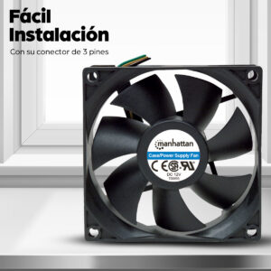 Manhattan 700955 sistema de refrigeración para ordenador Carcasa del ordenador Ventilador 8 cm Negro 1 pieza(s)