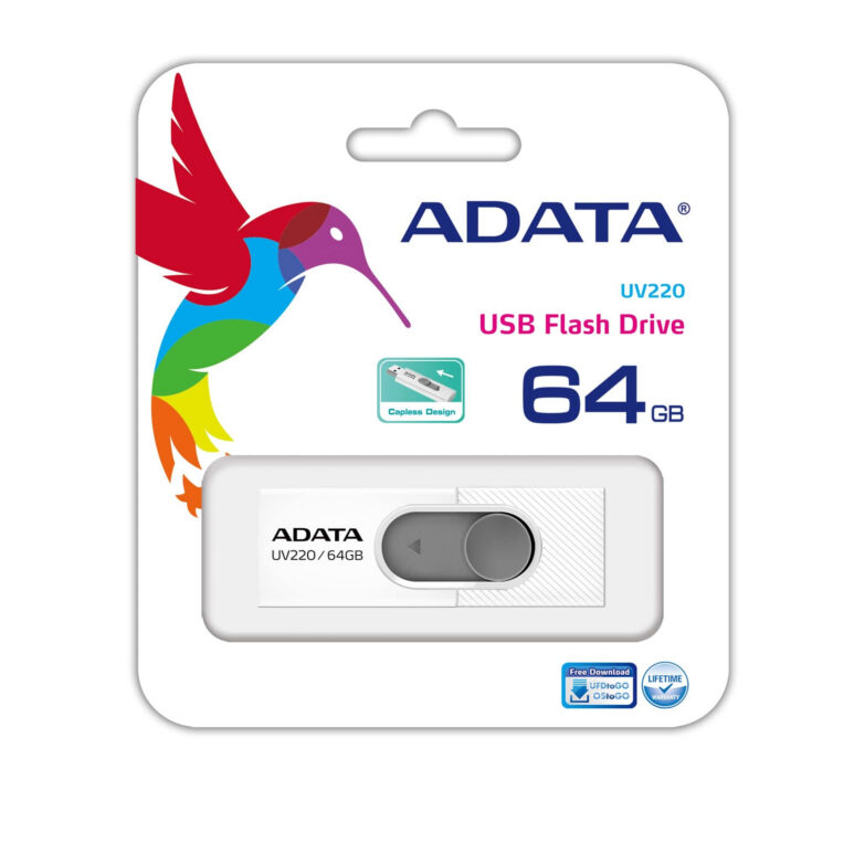 ADATA UV220 unidad flash USB 64 GB USB tipo A 2.0 Gris, Blanco