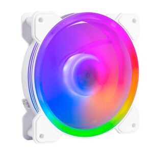Balam Rush Kit 3 Ventiladores Gamer EOLOX BLAZE EX50KW 120mm ARGB Diseño Circular Borde LED Rainbow 1500RPM Blanco 3 Pin Controladora BR-937993