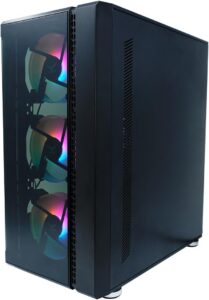 EVOTEC Gabinete ATX Tokyo EV-1021 con 3 Ventiladores RGB – PC Case Midi Tower para ATX, Micro-ATX, Mini-ATX, Panel de Cristal Templado, USB 3.0 – Negro