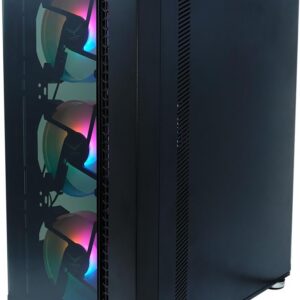 EVOTEC Gabinete ATX Tokyo EV-1021 con 3 Ventiladores RGB – PC Case Midi Tower para ATX, Micro-ATX, Mini-ATX, Panel de Cristal Templado, USB 3.0 – Negro