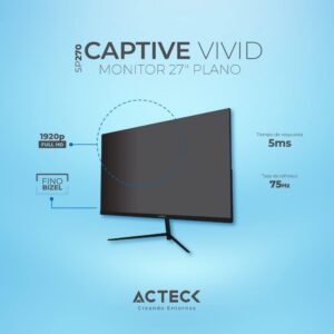 Monitor Led Panel TN de 27" Captive Vivid SP270 Full HD 1080p 75Hz 5ms 1xVGA + 1xHDMI 1.4 + Vesa 75 Elite Series