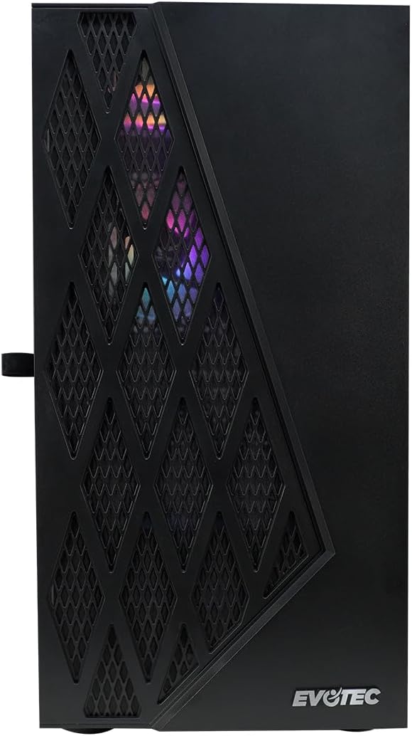 EVOTEC Gabinete Gamer Taipei EV-1018 – PC Case Micro-ATX Mini Tower con 3 Ventiladores RGB, Panel Lateral de Cristal Templado, USB 3.0 – Negro