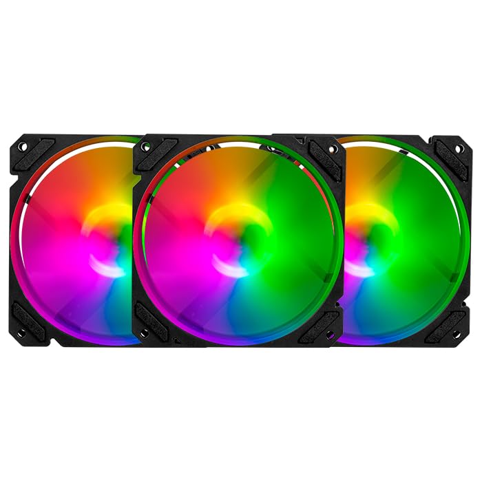 Balam Rush Kit 3 Ventiladores Gamer EOLOX BLAZE EX70K 120mm ARGB Diseño Cuadrado Rainbow 1200RPM Negro 3 Pin Controladora BR-937962