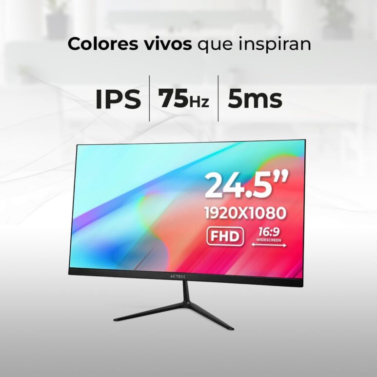 Acteck Monitor 24.5 Captive Vivid SP245 5ms 75Hz Full HD IPS LED Altavoces Integrados HDMI AC-943178