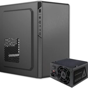 Acteck Gabinete Mini Torre Performance II GI215 / MAX MB M-ATX Fuente ATX 500 W / 2X USB 2.0 / Full Metalico + Frente Solido/Negro