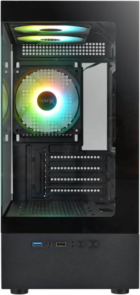 Gabinete Xzeal X-Zynergy M-ATX/ITX 1xUSB1.0 + 1x USB3.0 + 3.5 mm + 3 Fans RGB Negro
