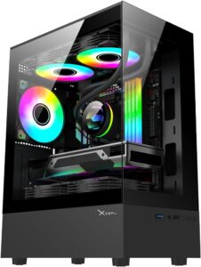 Gabinete Xzeal X-Zynergy M-ATX/ITX 1xUSB1.0 + 1x USB3.0 + 3.5 mm + 3 Fans RGB Negro