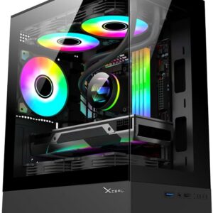 Gabinete Xzeal X-Zynergy M-ATX/ITX 1xUSB1.0 + 1x USB3.0 + 3.5 mm + 3 Fans RGB Negro