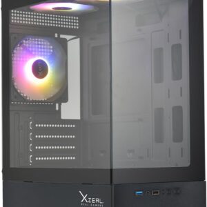 Gabinete Xzeal X-Zynergy M-ATX/ITX 1xUSB1.0 + 1x USB3.0 + 3.5 mm + 3 Fans RGB Negro