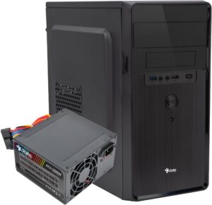 Stylos Gabinete Oficina Micro Tower Stylos CGAB5 M-ATX Aliminio + Plástico ABS 1xUSB 1.0 + 1xUSB 3.0 + 1x3.5mm + PSU 500W Negro
