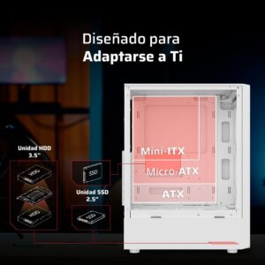 Balam Rush Acteck Gabinete Gamer Dragonfly GM580, Media Torre ATX, Negro, Panel Lateral de Cristal, 4 Ventiladores ARGB de 120mm, Frontal Tipo Madera, 38.5x10.3x32.5 cm (Negro)