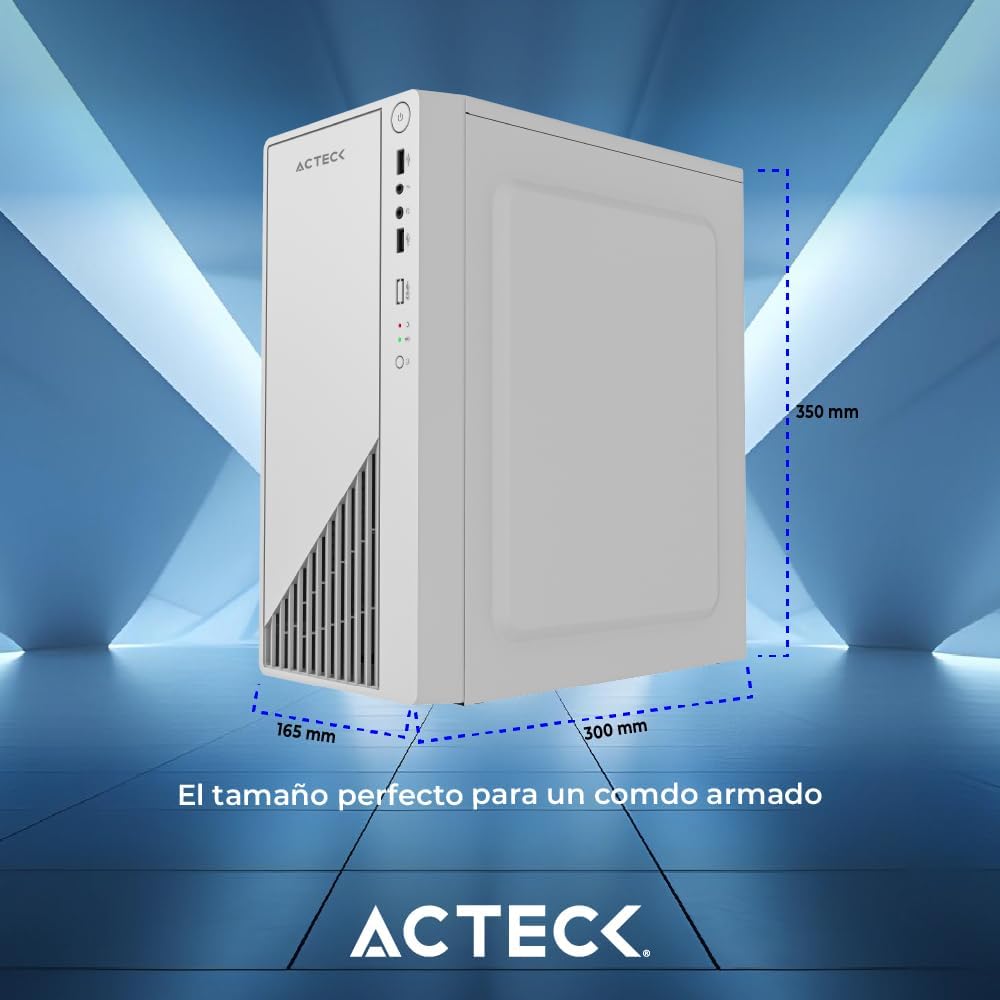 Gabinete Compacto Mini Torre Kioto GC220F / MAX MB M-ATX Fuente ATX 500 W / 2X USB 2.0 / Full Metalico + Frente Solido/Blanco