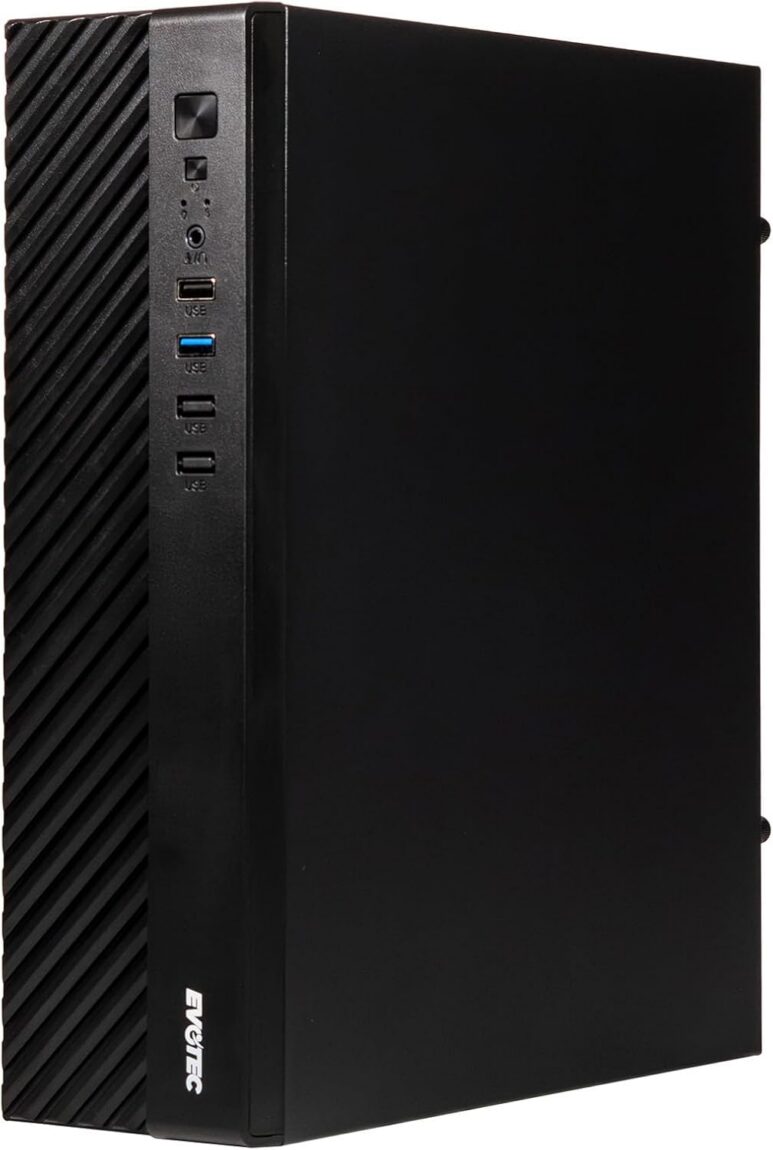 EVOTEC - Gabinete Slim Micro ATX Toledo EV-1026 con Fuente 500W TFX Preinstalada - Mini Torre para PC de Oficina y Hogar, Compatible Micro ATX e ITX