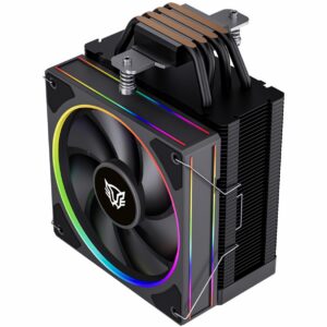 BALAM RUSH Disipador CPU Gamer HELIUX PRO HEX55 120mm ARGB 3pin LGA 1851 AM5 600-2000 RPM 4-pin PWM 4 Pipas Display Digital Negro BR-941983