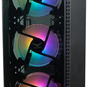 EVOTEC Gabinete ATX Tokyo EV-1021 con 3 Ventiladores RGB – PC Case Midi Tower para ATX, Micro-ATX, Mini-ATX, Panel de Cristal Templado, USB 3.0 – Negro