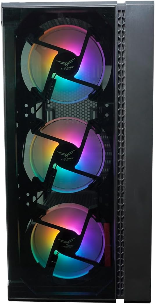 EVOTEC Gabinete ATX Tokyo EV-1021 con 3 Ventiladores RGB – PC Case Midi Tower para ATX, Micro-ATX, Mini-ATX, Panel de Cristal Templado, USB 3.0 – Negro