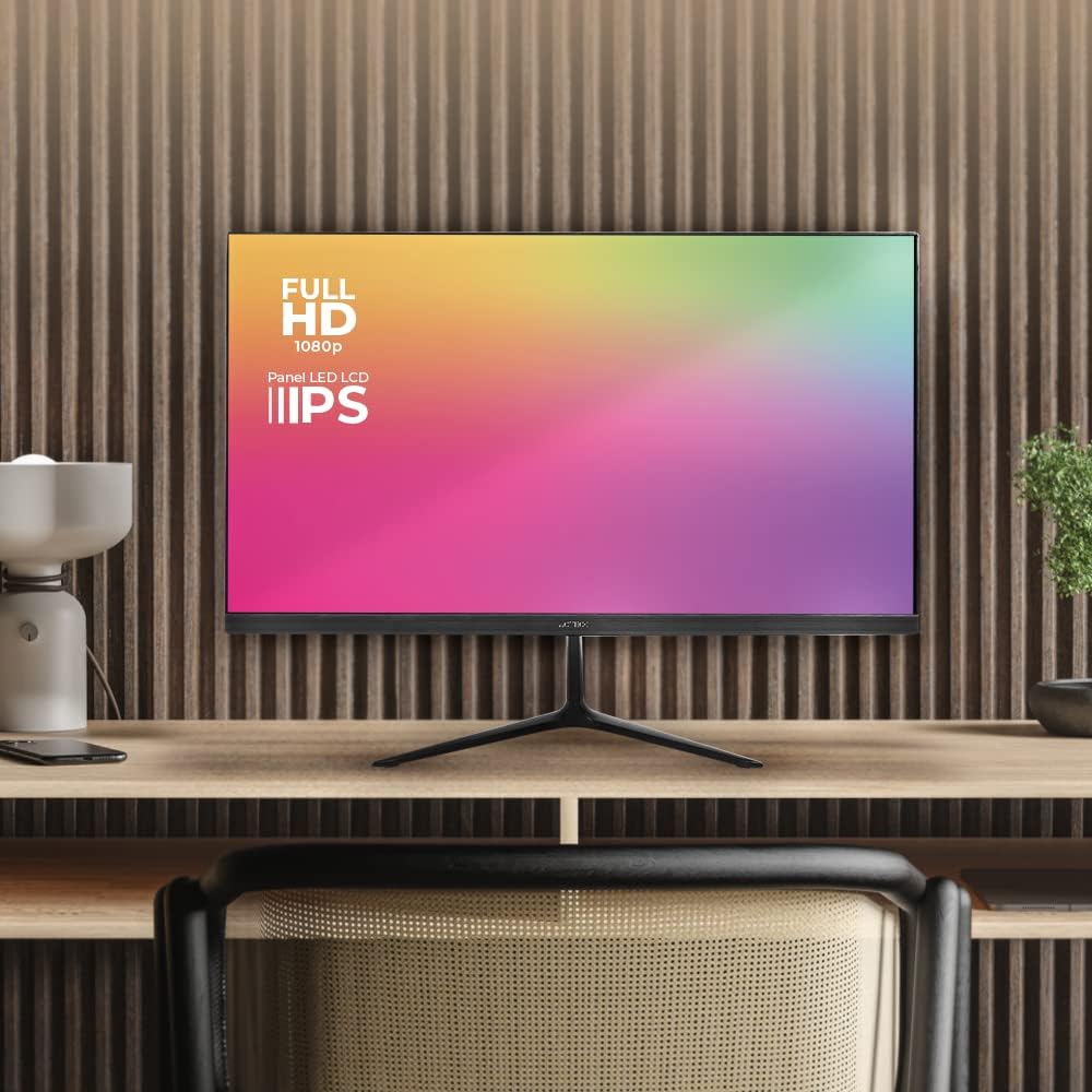 Acteck Monitor Plano 23.8" IPS/Captive Vivid SP240 / FHD / 75Hz / 5ms / 2xAltavoces 3W / 1xVGA / 1xHDMI / Vesa 100x100mm / Negro