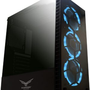 Gaming NACEB Gabinete PC Gamer Hydra NA-0602 - ATX Tower con Cristal Templado, 3 Ventiladores RGB Frontales, USB 3.0 + USB 2.0, Diseño para Setup Gaming - Negro