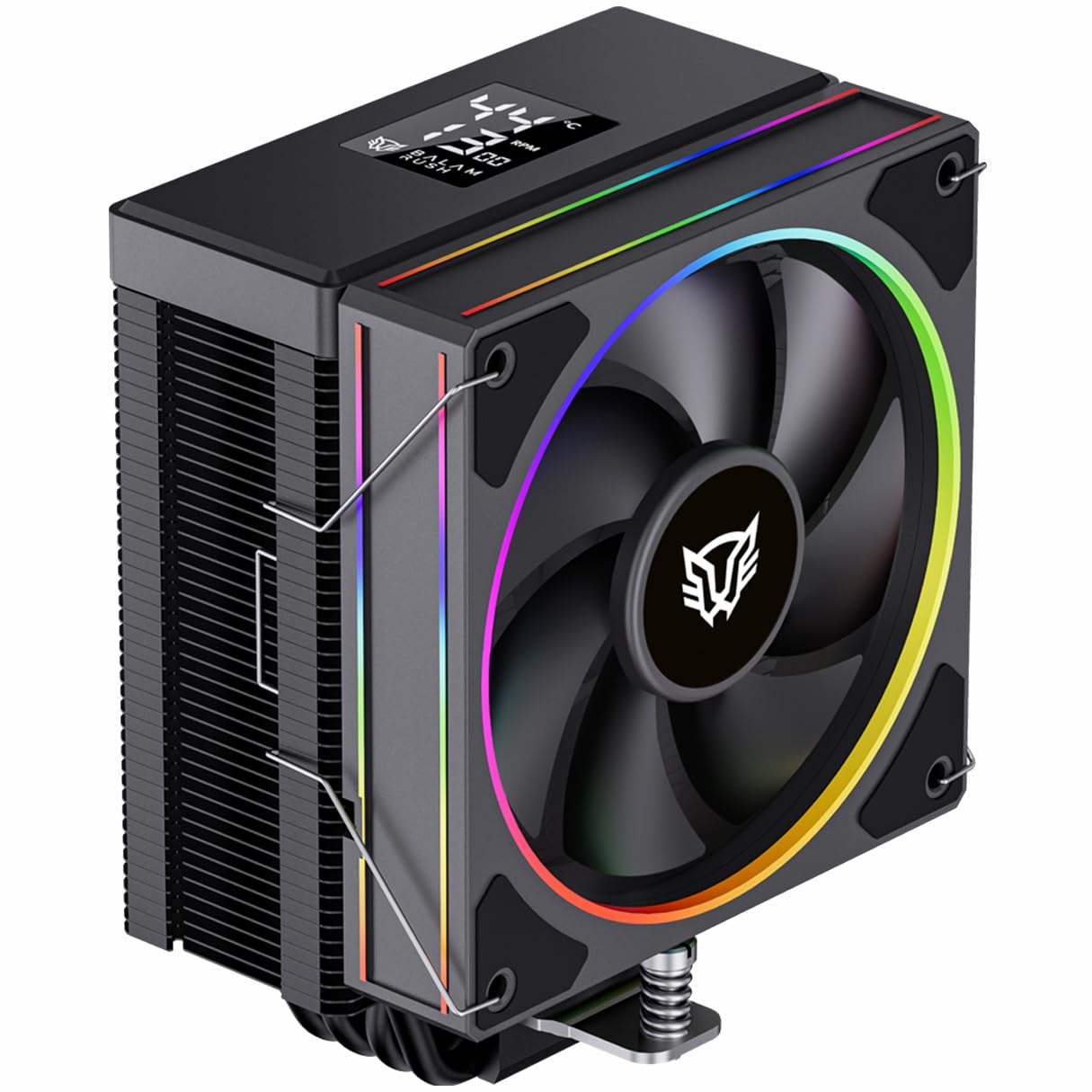 BALAM RUSH Disipador CPU Gamer HELIUX PRO HEX55 120mm ARGB 3pin LGA 1851 AM5 600-2000 RPM 4-pin PWM 4 Pipas Display Digital Negro BR-941983