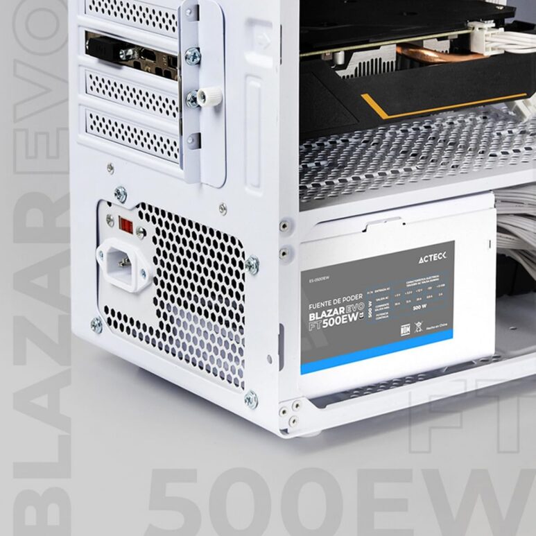 Acteck Fuente de Poder PC 500W Blazar EVO FT500EW ATX Blanco (ES-05001EW)
