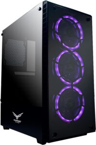 Gaming NACEB Gabinete PC Gamer Hydra NA-0602 - ATX Tower con Cristal Templado, 3 Ventiladores RGB Frontales, USB 3.0 + USB 2.0, Diseño para Setup Gaming - Negro