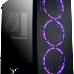 Gaming NACEB Gabinete PC Gamer Hydra NA-0602 - ATX Tower con Cristal Templado, 3 Ventiladores RGB Frontales, USB 3.0 + USB 2.0, Diseño para Setup Gaming - Negro