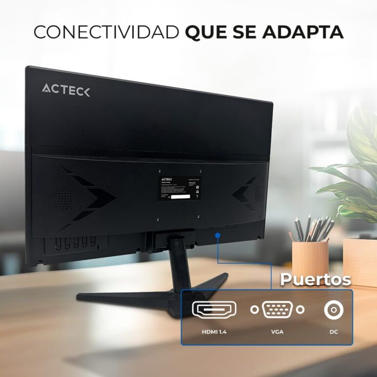 Acteck Captive Lite Monitor Plano 18.5" TN CL185, HD, 60Hz, 5ms, Low-Blue Light, VGA, HDMI 1.4, VESA 75mm, Negro