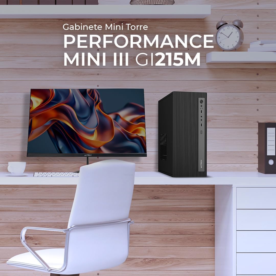 Acteck Performance Gabinete Mini Torre Mini III GI215M, M-ATX, Fuente ATX 500W, 2X USB A 2.0, Full Metálico, Frente Sólido, Negro