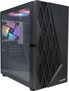EVOTEC Gabinete Gamer Taipei EV-1018 – PC Case Micro-ATX Mini Tower con 3 Ventiladores RGB, Panel Lateral de Cristal Templado, USB 3.0 – Negro