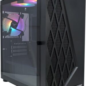 EVOTEC Gabinete Gamer Taipei EV-1018 – PC Case Micro-ATX Mini Tower con 3 Ventiladores RGB, Panel Lateral de Cristal Templado, USB 3.0 – Negro
