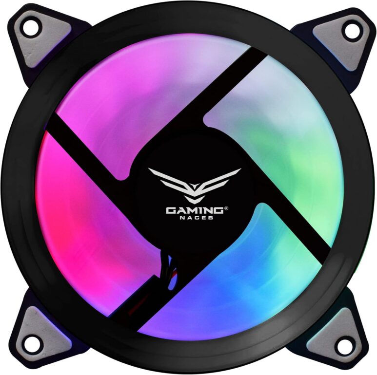 NACEB Gaming Ventilador para PC Cepheus NA-0922 - Ideal para PC Gamer, Ventilador 120mm RGB Multicolor, Conexión 4 Pines, 1200 RPM, Flujo de Aire 43.2 CFM, Bajo Ruido 23.4 dBA, 5V - RGB Multicolor