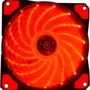 NACEB Gaming Ventilador para PC NA-0920R - Ideal para PC Gamer, Ventilador 120mm con 15 Leds, Conexión 4 Pines, 1200 RPM, Flujo de Aire 43.2 CFM, Bajo Ruido 23.4 dBA, 5V - LED Rojo