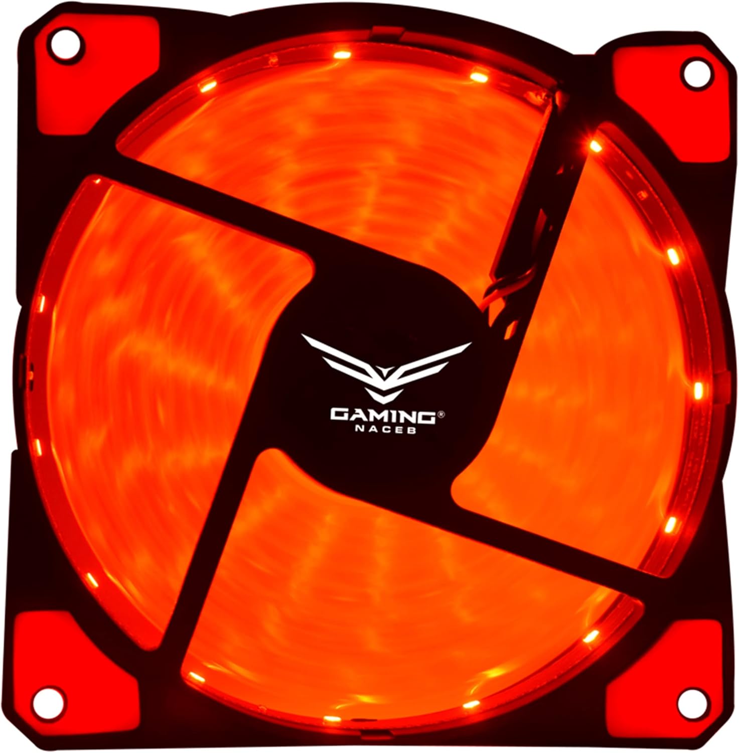 NACEB Gaming Ventilador para PC NA-0920R - Ideal para PC Gamer, Ventilador 120mm con 15 Leds, Conexión 4 Pines, 1200 RPM, Flujo de Aire 43.2 CFM, Bajo Ruido 23.4 dBA, 5V - LED Rojo