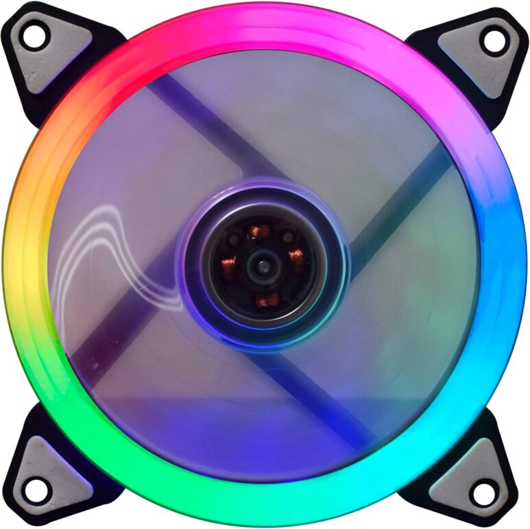 NACEB Gaming Ventilador para PC Cepheus NA-0922 - Ideal para PC Gamer, Ventilador 120mm RGB Multicolor, Conexión 4 Pines, 1200 RPM, Flujo de Aire 43.2 CFM, Bajo Ruido 23.4 dBA, 5V - RGB Multicolor
