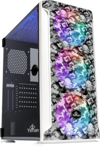 YEYIAN Gabinete Gamer Hollow 2500 con Ventana RGB, Midi-Tower, ATX/EATX/ITX/Micro ATX, USB 3.0, sin Fuente, sin Ventiladores Instalados, Blanco, YGH-49704