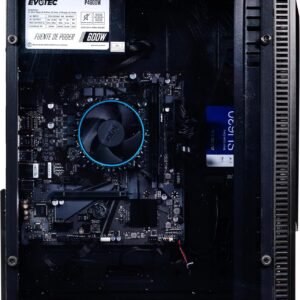 EVOTEC Gabinete Kyoto EV-1025 – PC Case ATX, Ventana Lateral de Acrílico, Diseño Frontal con Detalles Rojos, Estilo Gaming – Negro