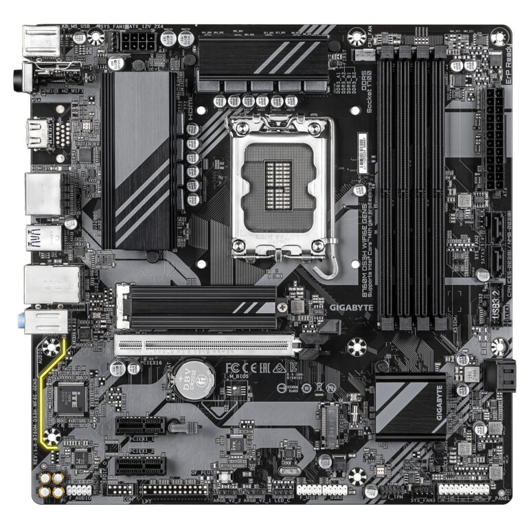 GIGABYTE B760M DS3H WIFI6E GEN5 Placa Base – Compatible con procesadores Intel Core 14ª generación, VRM digital de 6+2+1 fases, hasta 5600 MHz DDR5, 2 x M.2 PCIe 4.0, Wi-Fi 6E, LAN 2.5 GbE, USB 3.2 Gen2