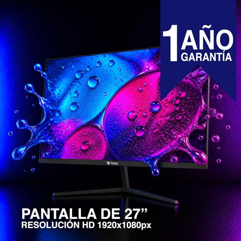 Stylos Monitor 27" Stylos SMOT8 Flat Panel LED HD 75Hz 5ms 1xVGA + 1xHDMI + Vesa 100x100mm Negro