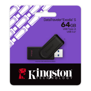 Kingston Technology DataTraveler 64GB Portable USB 3.2 Gen 1 Exodia S (Black/Black)