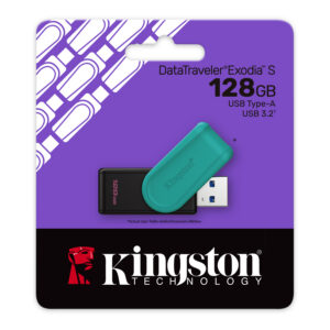 Kingston Technology DataTraveler 128GB Portable USB 3.2 Gen 1 Exodia S (Black/Turquoise)