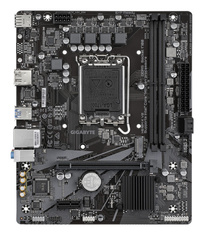 GIGABYTE H610M K V2 Placa base - Procesadores Intel Core 14ª generación, hasta 5600 MHz DDR5, 1xPCIe 3.0 M.2, LAN 1GbE, USB 3.2 Gen 1
