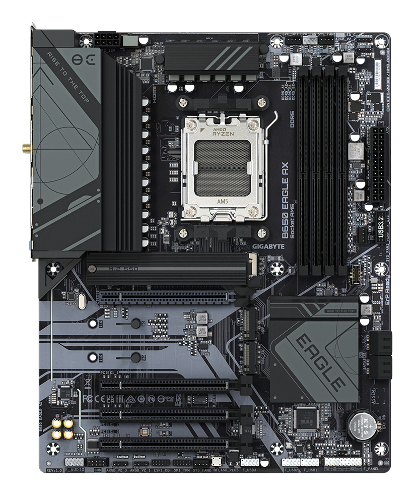 GIGABYTE B650 EAGLE AX Placa base - AMD Ryzen serie 9000, VRM de 12+2+2 fases, hasta 7600 MHz DDR5 (OC), 1xPCIe 5.0 + 2xPCIe 4.0 M.2, LAN GbE, WIFI 6E, USB 3.2 Gen 2