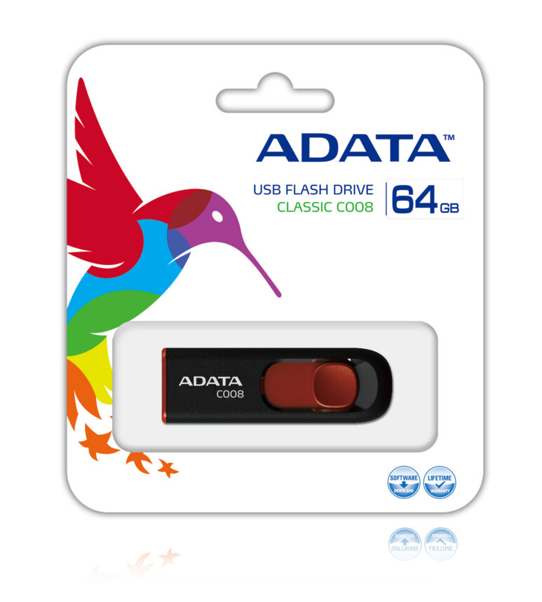 ADATA C008 64GB unidad flash USB USB tipo A 2.0 Negro, Rojo