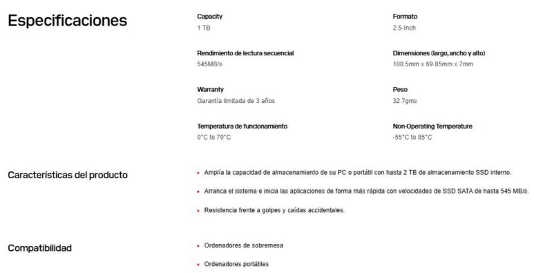 Unidad de estado Solido WD GREEN, 1TB, 2.5, 400 MB/s Escritura, 500 MB/s Lectura, SATA III