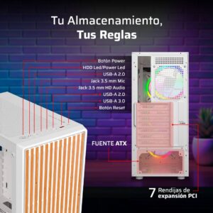 Gabinete Gamer Media Torre ATX Dragonfly Wood GM580CW Factor: ATX, Micro Atx - Mini ITX
