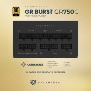 Fuente de Poder 750W 80 Plus Gold BALAM RUSH GR BURST GR750G LEGEND SERIES