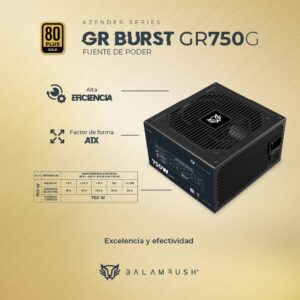Fuente de Poder 750W 80 Plus Gold BALAM RUSH GR BURST GR750G LEGEND SERIES